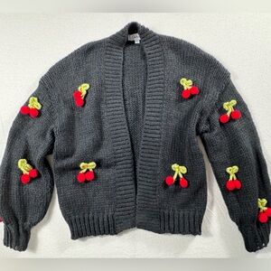 ANTHROPOLOGIE Cherry Cardigan Sweater | Hand-Knit Style | One Size NWOT